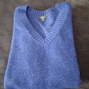 Terra & Sky women's Blue V-Neck Sweater stretchy knit plus size 2X 20-22 NWT